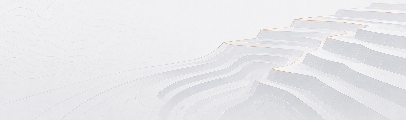 Terraced embankment contours from the Rushe Civil & Mining brand graphic